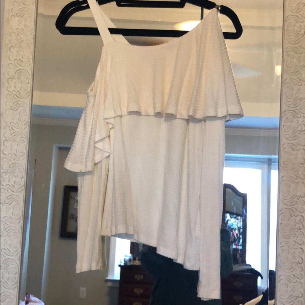 Waffle knit One Shoulder Top